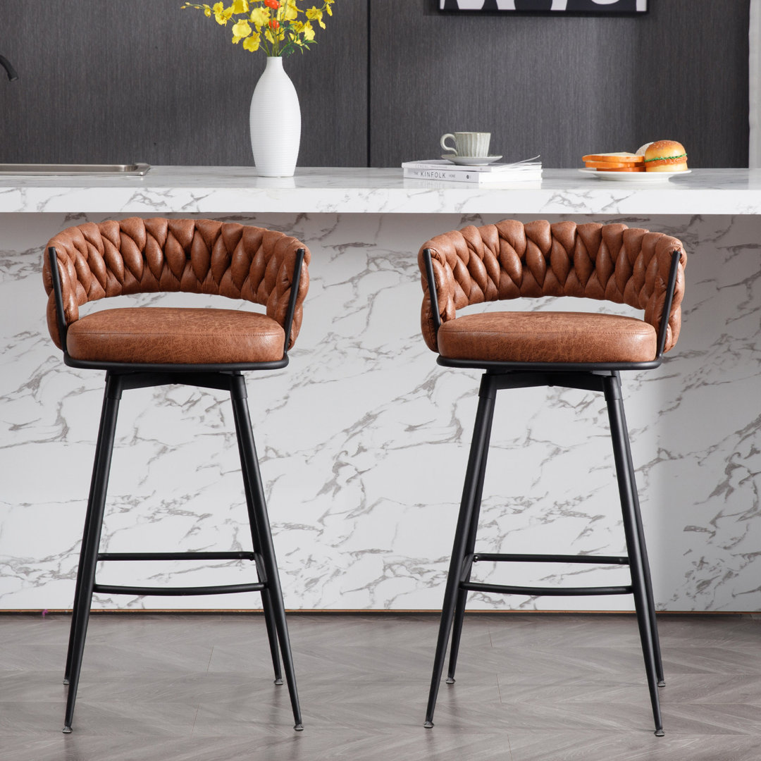 Kymberlynn Swivel Upholstered Low Back Bar & Counter Stool With Metal Frame
